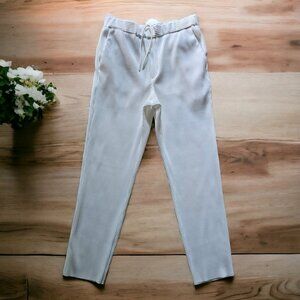 NWT ZARA (SM) Accordion pleat raw edge pants in crisp white.